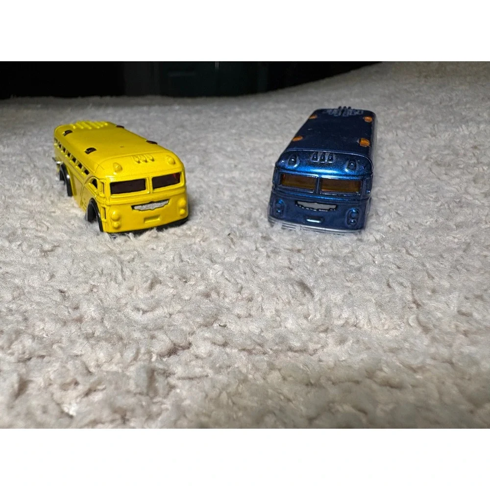 Hot Wheels Surfin School Bus Lot of 2 Yellow Blue Woody Custom Diecast 1:64